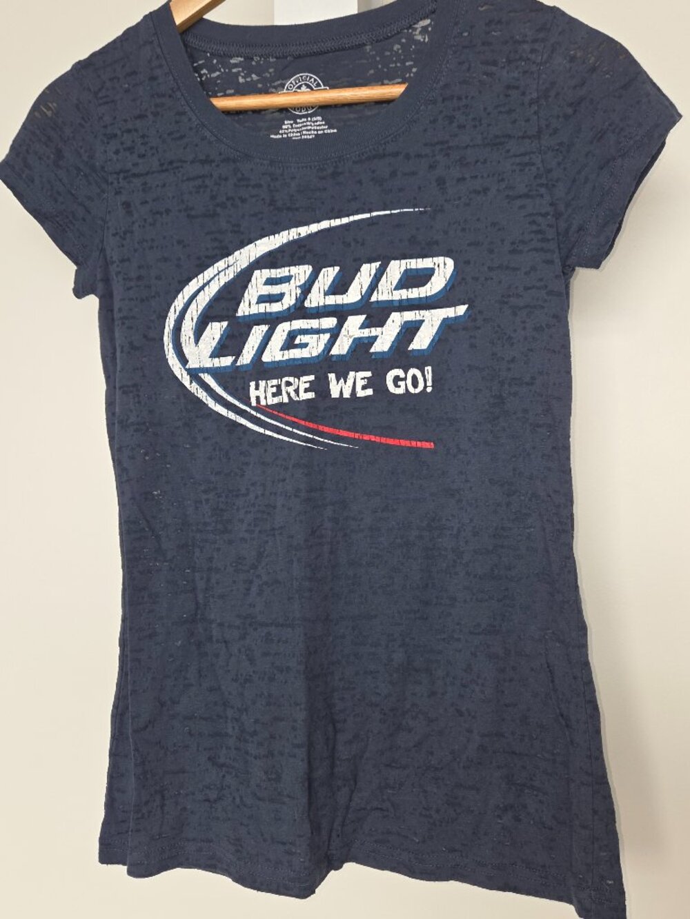 Bud Light Women's T-Shirt Size S Blue, Short Sleeve